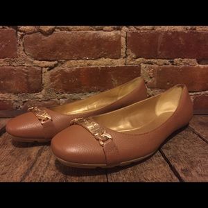 New Brown/gold Coach Flats